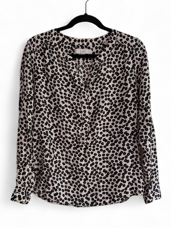 LOFT Tops - Loft Floral Poppy Print V Neck Long Sleeve Blouse Size M